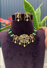 Beautiful beads chocker set with green beads